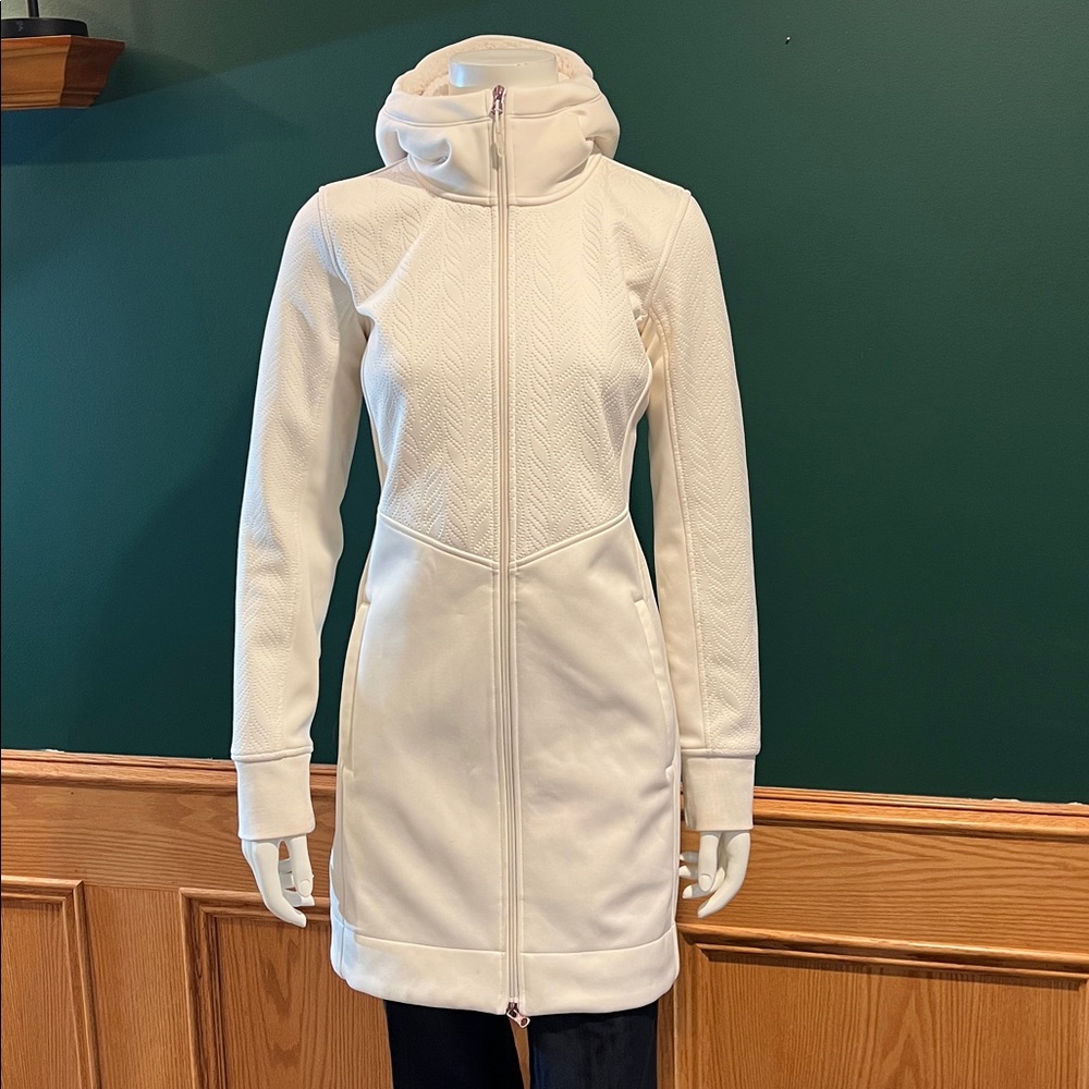 CALIA Carrie Underwood Cream Quilted Longline Hoodie Jacket XS Zip Athleisure